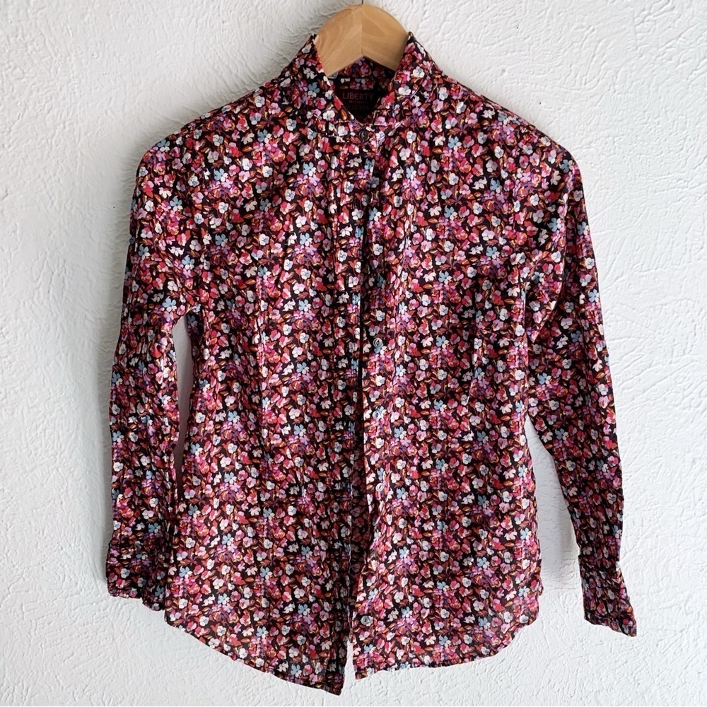 J. Crew Liberty Art Fabric Button Down Ruffle Blouse Sz 00